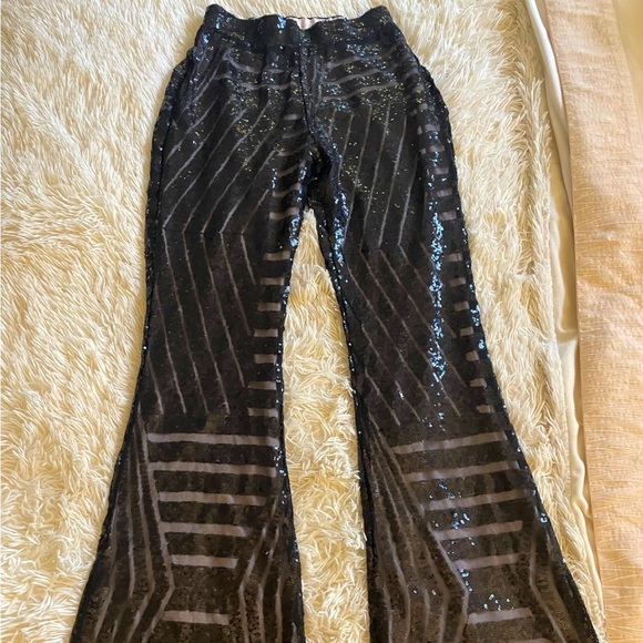 Black Sequined Dress Pants - Picture 1 of 8